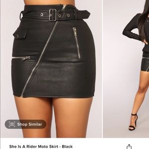 Faux Leather skirt with belt- She is a Rider Moto skirt